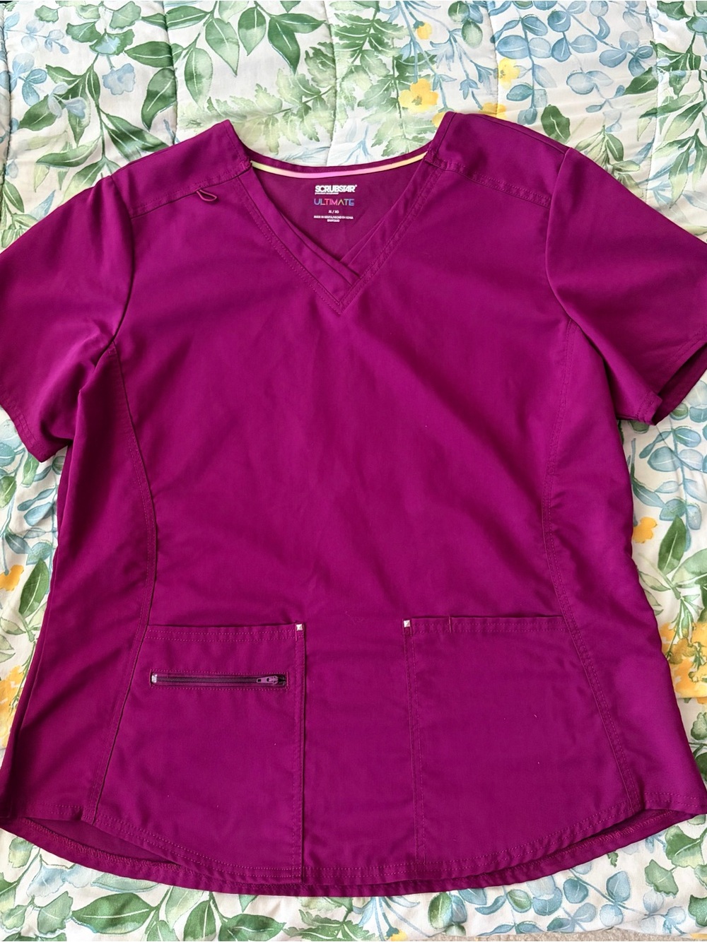 Scrubstar Women's Magenta V-Neck Short Sleeve Scrub Top